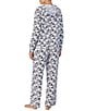 Color:Grey/Print - Image 2 - Allover Snoopy Print Long Sleeve Hoodie & Wide Leg Pant Pajama Set