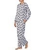 Color:Grey/Print - Image 3 - Allover Snoopy Print Long Sleeve Hoodie & Wide Leg Pant Pajama Set