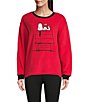 Color:Red - Image 1 - Applique Round Neck Long Sleeve Sleep Top
