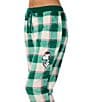 Peanuts Cozy Plush Plaid Print Drawstring Tie Coordinating Sleep Pants, Color:Green Plaid - Image 4