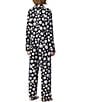 Peanuts Dotted Snoopy Print Long Sleeve Notch Collar Jersey Knit Long Pajama Set - Image 2