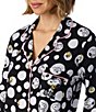 Peanuts Dotted Snoopy Print Long Sleeve Notch Collar Jersey Knit Long Pajama Set - Image 3