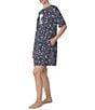 Color:Navy Print - Image 3 - Jersey Knit Short Sleeve Round Neck Snoopy Ditsy Floral Print Nightshirt