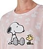 Color:Pink Print - Image 3 - Jersey Knit Snoopy Print Short Sleeve Round Neck Nightshirt
