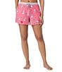 Color:Pink Multi - Image 1 - Knit Drawstring Tie Coordinating Snoopy Floral Sleep Short