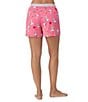 Color:Pink Multi - Image 2 - Knit Drawstring Tie Coordinating Snoopy Floral Sleep Short