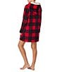 Peanuts Long Sleeve Hooded Plush Checked Print Tunic, Color:Red Check - Image 2