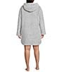 Peanuts Plus Size Long Sleeve Round Plush Hooded Tunic, Color:Grey - Image 2