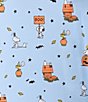 Peanuts Plus Size Snoopy Halloween Printed Short Sleeve Round Neck Knit Sleepshirt, Color:Blue Print - Image 4
