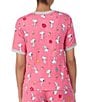 Color:Pink/Multi - Image 2 - Short Sleeve Round Neck Knit Coordinating Snoopy Floral Sleep Top