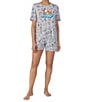 Color:Heather Grey Ground - Image 3 - Short Sleeve Round Neck Knit Snoopy Beach Printed Coordinating Sleep Top