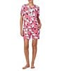 Peanuts Short Sleeve Round Neck Knit Snoopy Print Coordinating Sleep Top, Color:Dark Pink Print - Image 4