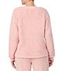 Peanuts Snoopy Applique Plush Long Sleeve Crew Neck Pullover, Color:Pink - Image 2