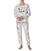 Peanuts Snoopy Chenille Jacquard Drawstring Tie Coordinating Sleep Pant, Color:Grey Print - Image 4