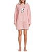 Peanuts Snoopy Long Sleeve Round Neck Plush Hooded Tunic, Color:Pink - Image 1