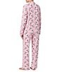 Peanuts Snoopy Print Knit Long Sleeve Notch Collar Long Pajama Set, Color:Pink Print - Image 2
