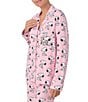 Peanuts Snoopy Print Knit Long Sleeve Notch Collar Long Pajama Set, Color:Pink Print - Image 4