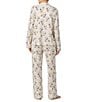 Peanuts Snoopy Print Knit Long Sleeve Notch Collar Long Pajama Set, Color:Oatmeal Print - Image 2
