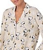 Peanuts Snoopy Print Knit Long Sleeve Notch Collar Long Pajama Set, Color:Oatmeal Print - Image 4