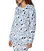 Peanuts Snoopy Print Long Sleeve Crew Neck Fleece Coordinating Sleep Top - Image 3