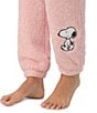 Peanuts Solid Cozy Plush Drawstring Tie Coordinating Sleep Pants, Color:Pink - Image 6