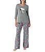 Peanuts Solid Jersey Knit 3/4 Sleeve Round Neck Snoopy Applique Coordinating Valentine's Day Sleep Top - Image 4