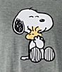 Peanuts Solid Jersey Knit 3/4 Sleeve Round Neck Snoopy Applique Coordinating Valentine's Day Sleep Top - Image 5