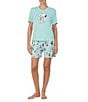 Peanuts Solid Short Sleeve Round Neck Knit Coordinating Sleep Top, Color:Aqua - Image 3