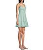 Pear Culture Glitter Mesh Spaghetti Strap Surplus Inset Dress, Color:Sage - Image 3