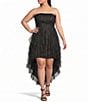 Pear Culture Glitter Mesh Strapless High-Low Dress - Image 1