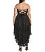 Pear Culture Glitter Mesh Strapless High-Low Dress - Image 2