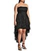 Pear Culture Glitter Mesh Strapless High-Low Dress - Image 3