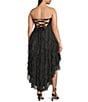 Pear Culture Glitter Mesh Strapless High-Low Dress - Image 4