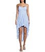 Color:Periwinkle - Image 1 - Glitter Mesh Tulle Corkscrew High-Low Dress
