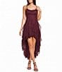 Pear Culture Glitter Mesh Tulle Corkscrew High-Low Dress - Image 1