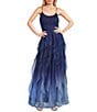 Pear Culture Glitter Ombre Corkscrew Tulle Long Dress - Image 1
