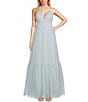Color:Ice Blue - Image 1 - Glitter V-Neck Tiered Ball Gown