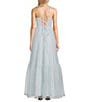 Color:Ice Blue - Image 2 - Glitter V-Neck Tiered Ball Gown