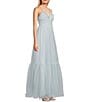Color:Ice Blue - Image 3 - Glitter V-Neck Tiered Ball Gown