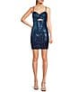 Color:Turquoise/Navy - Image 1 - Ombre Sequin Front Cut-Out Mini Dress