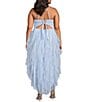 Pear Culture Plus Size Glitter Mesh Scoop Neck Corkscrew Hi-Low Dress, Color:Periwinkle - Image 2