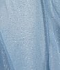 Color:Blue/Ivory - Image 4 - Plus Size Spaghetti Strap V-Neck Glitter Ombre Mesh Corkscrew Ball Gown