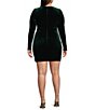 Color:Hunter Green - Image 2 - Plus Velvet Long Sleeve V-Neck Faux Wrap Dress