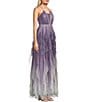 Color:Lilac/Silver/Glitter - Image 3 - Sleeveless V-Neckline Plunge Glitter Ombre Dress