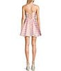 Color:Pink - Image 2 - Spaghetti Square Neckline Lace-Up Back Plaid Dress