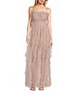 Pear Culture Spaghetti Strap Square Neck Glitter Corkscrew Ruffled Dress,Specials : American Fashion Style Bags On Sale