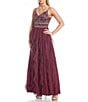 Color:Berry - Image 2 - Spaghetti Strap V-Neck Embellished Bodice Corkscrew Ball Gown
