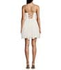 Color:Off-White - Image 2 - Square Neck Lace Up Back Glitter Fit & Flare Mini Dress