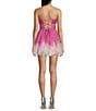 Color:Fush/Cream - Image 2 - Strapless Corset Lace-Up Back Glitter Ombre Dress