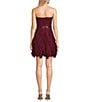 Color:Wine - Image 2 - Strapless Glitter Mesh Corkscrew Fit-And-Flare Dress